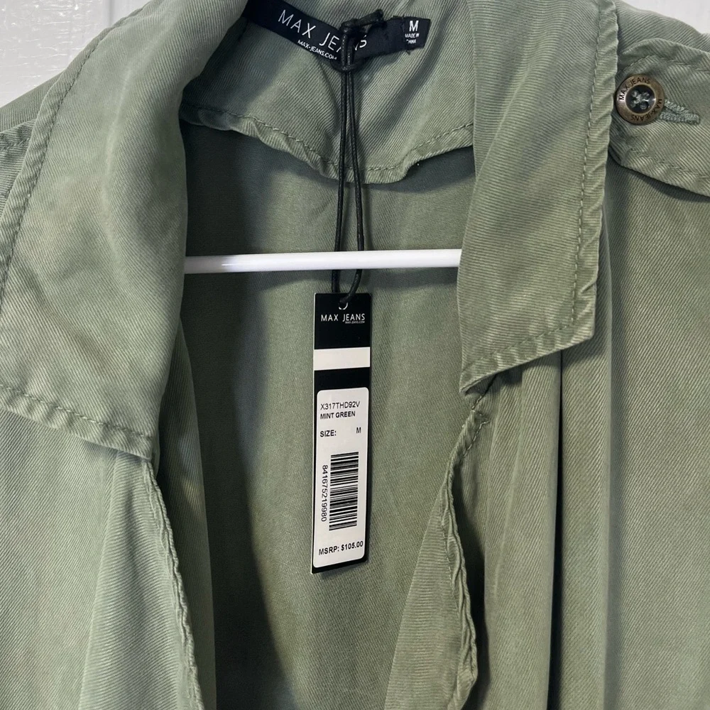 NWT Max Jeans green sleeves tencel cargo style vest size medium - Picture 4 of 9